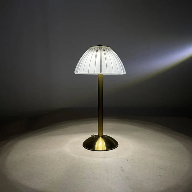 Modern Gold Table Lamp with Pleated Shade